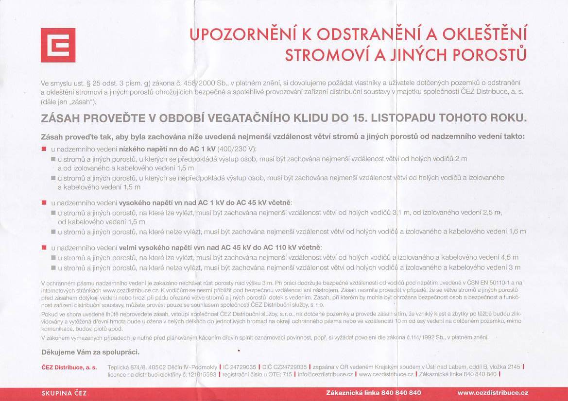 Upozornn-EZ Distribuce, a.s.