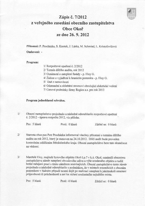Zpis OZ .7/2012 - 1/2