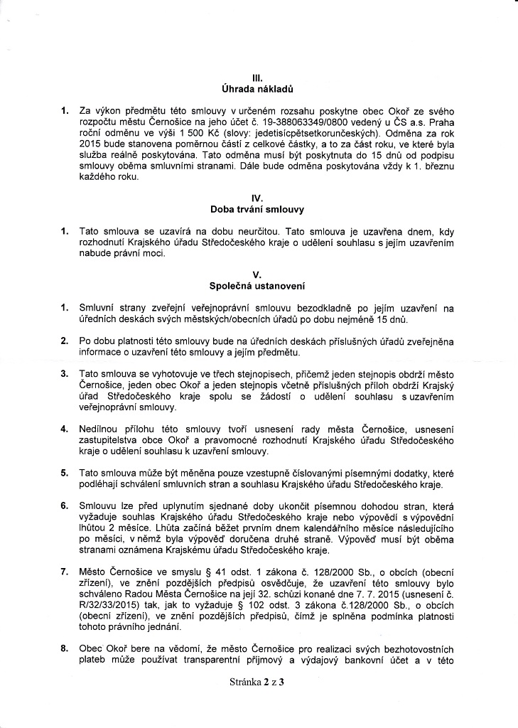 Veřejnoprávní smlouva s MÚ Černošice 2015 - 2/3