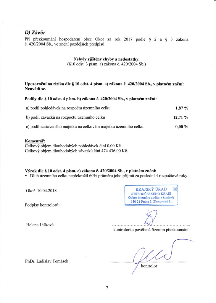 Zprva o vsledku pezkoumn hospodaen obce za rok 2017-7