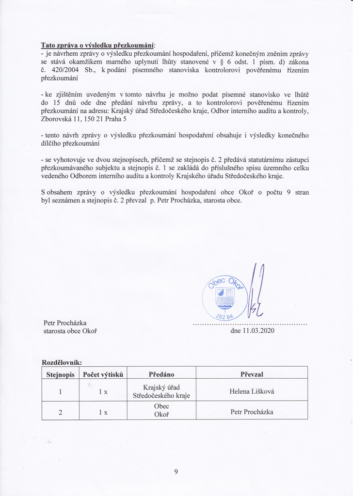 Zprva o vsledku pezkoumn hospodaen obce za rok 2019-9