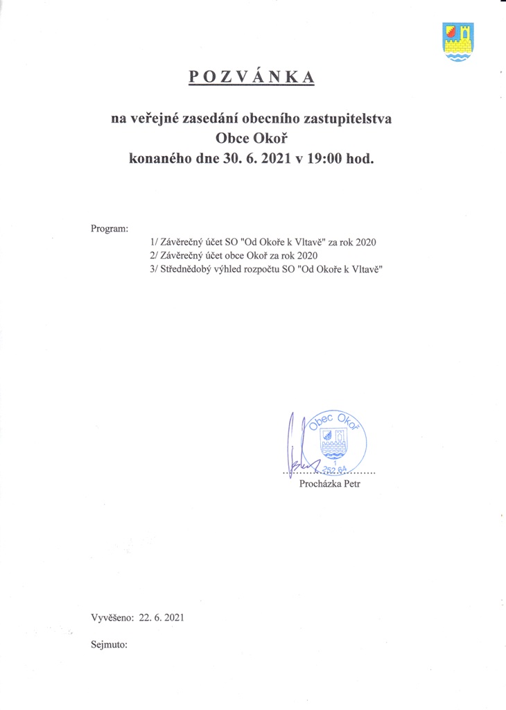 Pozvnka OZ - 30.6.2021