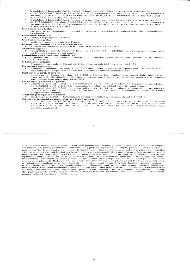 Zprva o vsledku pezkoumn hospodaen obce za rok 2021 -