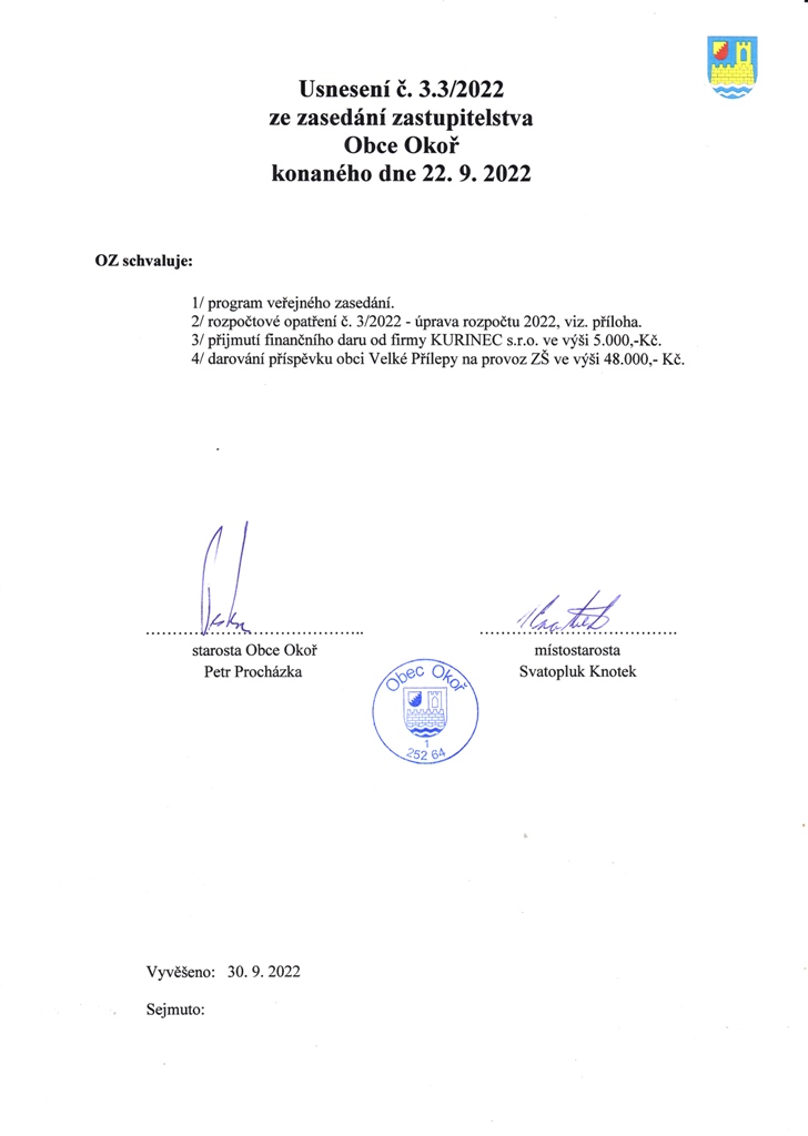 Usnesen OZ .3.3/2022