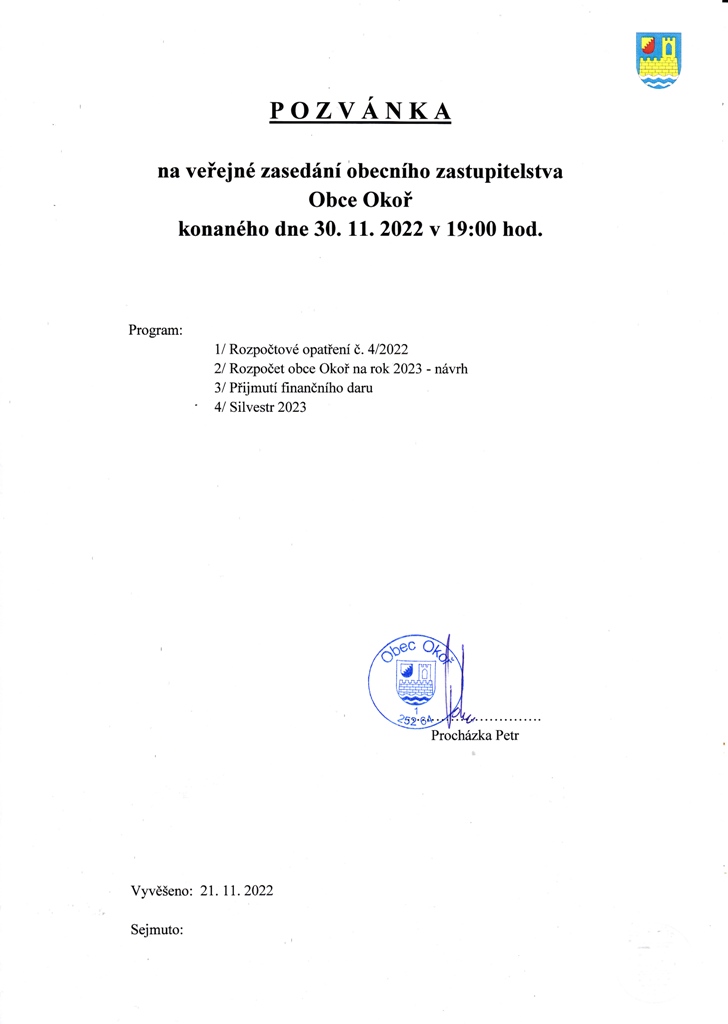 Pozvnka OZ - 30.11.2022