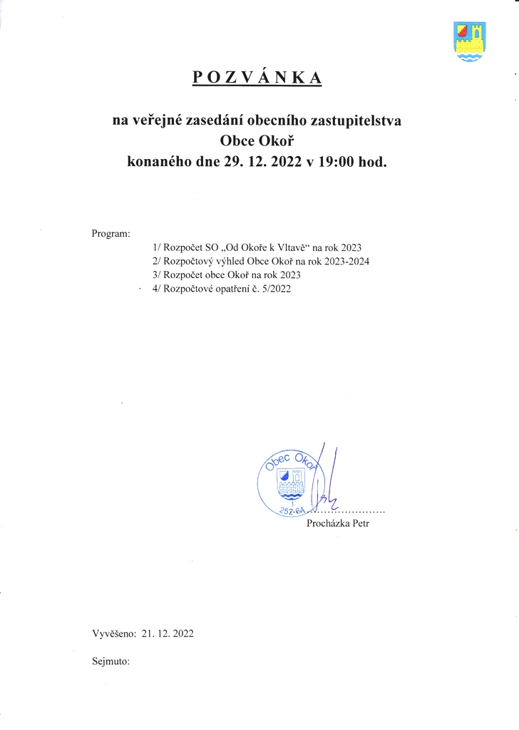 Pozvnka OZ - 29.12.2022