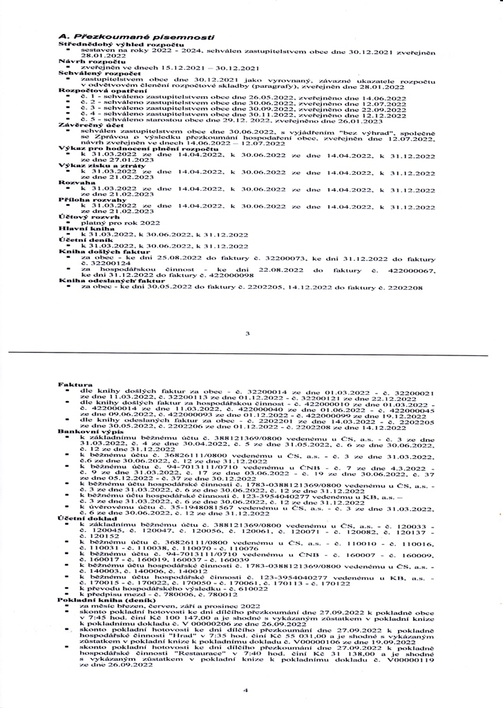 Zprva o vsledku pezkoumn hospodaen obce 2022 - 2/5 