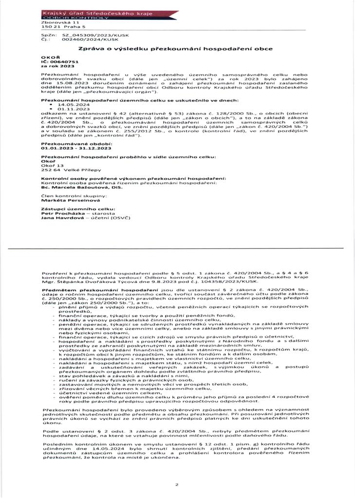 Zprva o vsledku pezkoumn hospodaen obce 2023 - 1/5