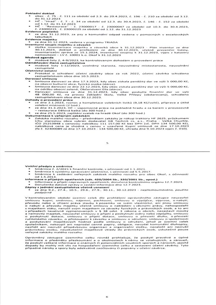 Zprva o vsledku pezkoumn hospodaen obce 2023 - 3/5