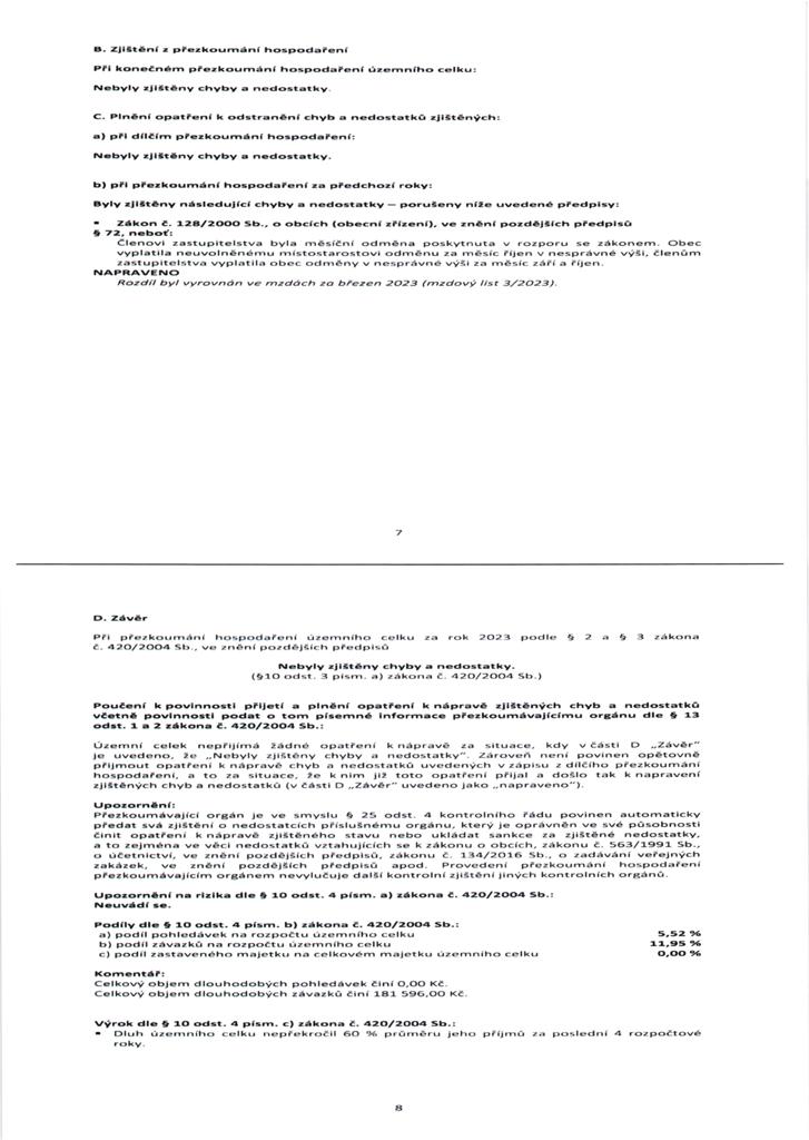 Zprva o vsledku pezkoumn hospodaen obce 2023 - 4/5