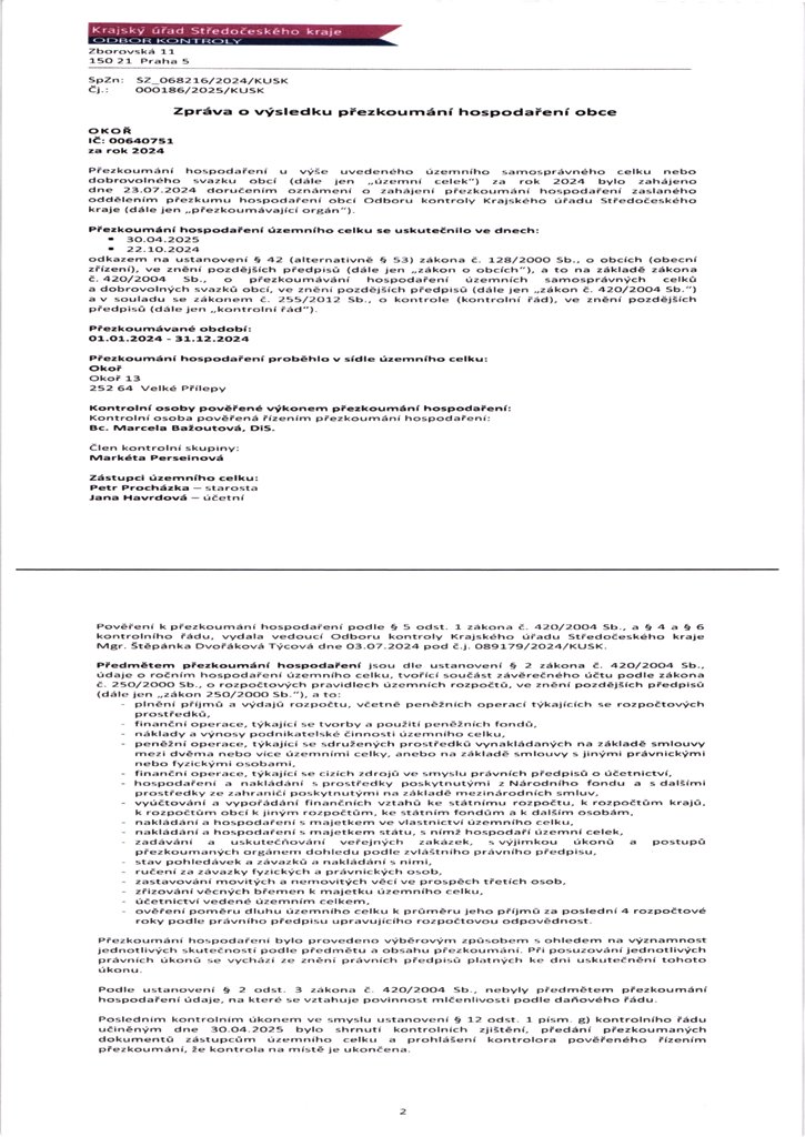 Zprva o vsledku pezkoumn hospodaen obce 2024 - 1/5
