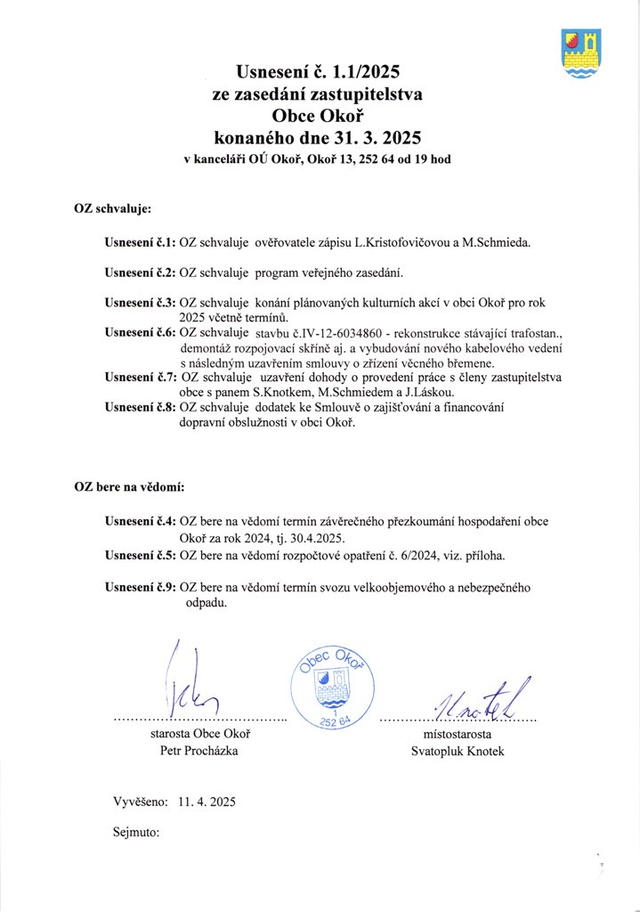 Usnesen OZ .1.1/2025