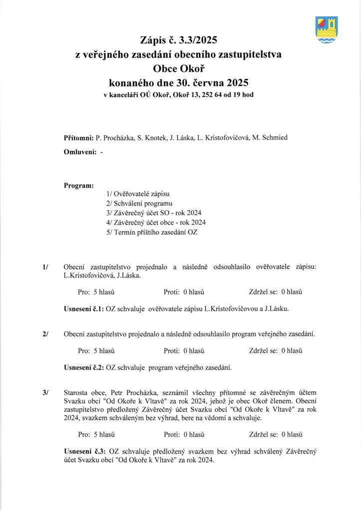 Zpis OZ .3.3/2025 - 1/2
