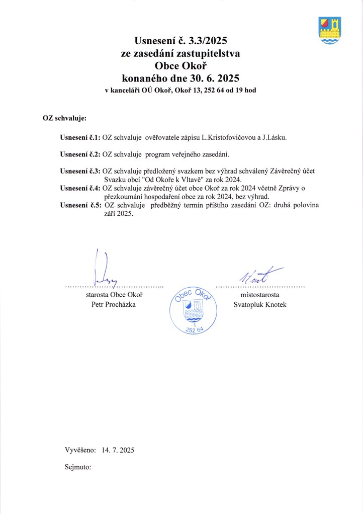 Usnesen OZ .3.3/2025