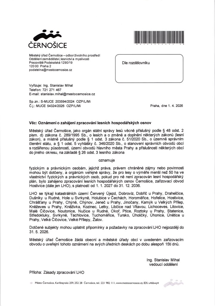 Ozn�men� o zah�jen� LHO - 1/2